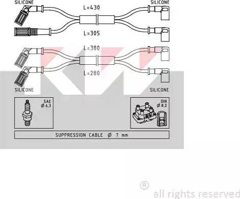 KW 359 889 - Комплект проводов зажигания autosila-amz.com