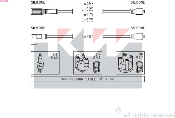 KW 359 398 - Комплект проводов зажигания autosila-amz.com
