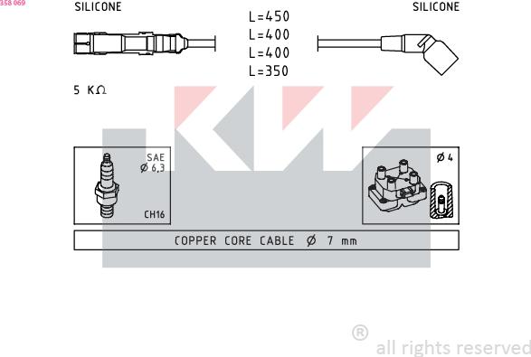 KW 358 069 - Комплект проводов зажигания autosila-amz.com