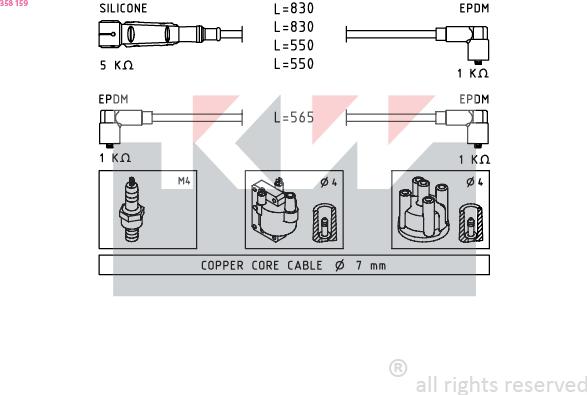 KW 358 159 - Комплект проводов зажигания autosila-amz.com