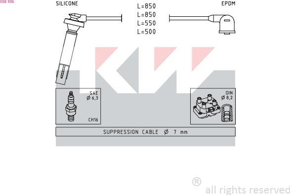 KW 358 106 - Комплект проводов зажигания autosila-amz.com