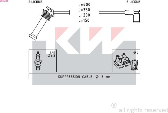 KW 358 242 - Комплект проводов зажигания autosila-amz.com