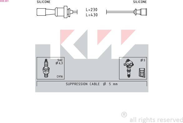 KW 358 251 - Комплект проводов зажигания autosila-amz.com