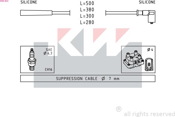 KW 358 252 - Комплект проводов зажигания autosila-amz.com