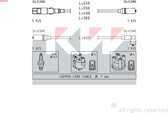 KW 360 932 - Комплект проводов зажигания autosila-amz.com