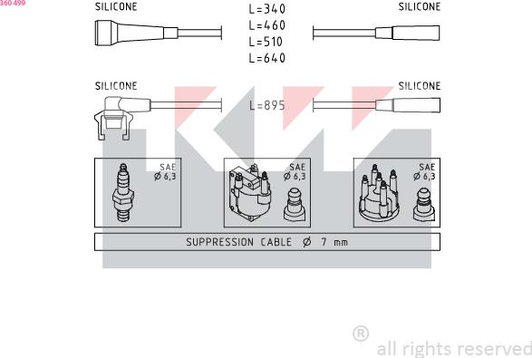KW 360 499 - Комплект проводов зажигания autosila-amz.com