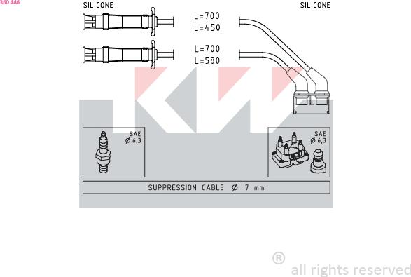KW 360 446 - Комплект проводов зажигания autosila-amz.com