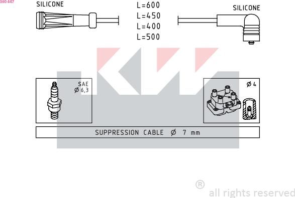 KW 360 447 - Комплект проводов зажигания autosila-amz.com