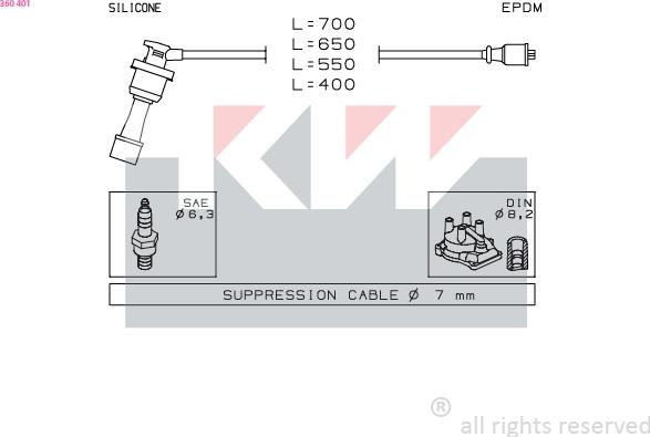 KW 360 401 - Комплект проводов зажигания autosila-amz.com
