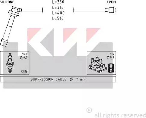 KW 360 434 - Комплект проводов зажигания autosila-amz.com