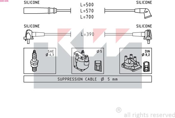 KW 360 436 - Комплект проводов зажигания autosila-amz.com