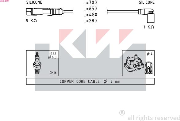 KW 360 479 - Комплект проводов зажигания autosila-amz.com