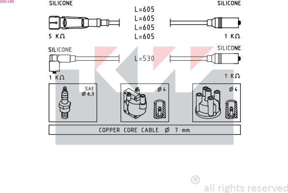 KW 360 549 - Комплект проводов зажигания autosila-amz.com