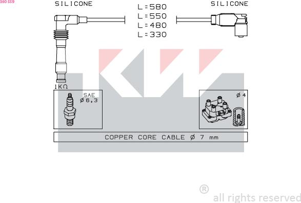 KW 360 559 - Комплект проводов зажигания autosila-amz.com