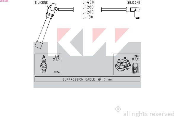 KW 360 504 - Комплект проводов зажигания autosila-amz.com