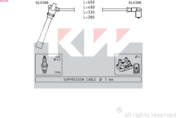 KW 360 505 - Комплект проводов зажигания autosila-amz.com