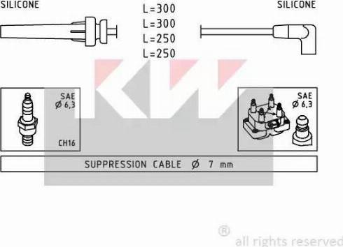 KW 360 508 - Комплект проводов зажигания autosila-amz.com