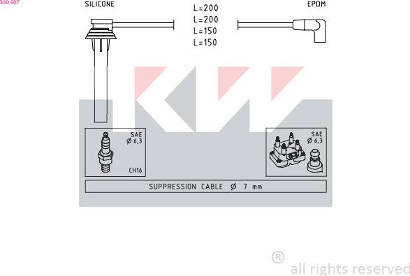 KW 360 507 - Комплект проводов зажигания autosila-amz.com