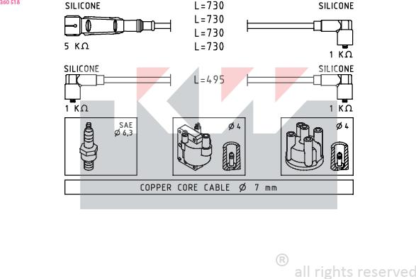 KW 360 518 - Комплект проводов зажигания autosila-amz.com