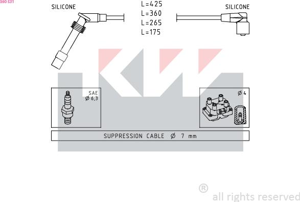 KW 360 531 - Комплект проводов зажигания autosila-amz.com