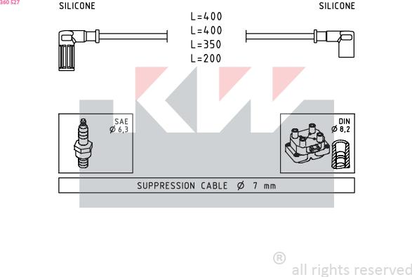 KW 360 527 - Комплект проводов зажигания autosila-amz.com