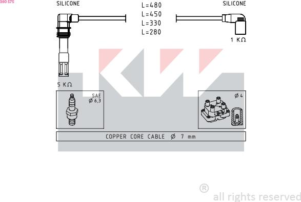 KW 360 575 - Комплект проводов зажигания autosila-amz.com