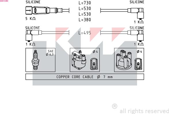 KW 360 640 - Комплект проводов зажигания autosila-amz.com