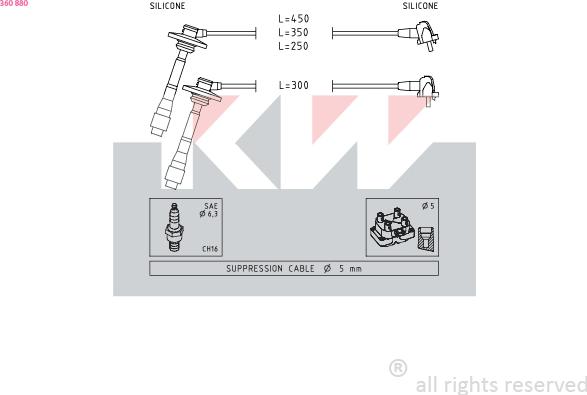 KW 360 880 - Комплект проводов зажигания autosila-amz.com