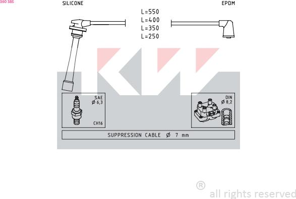 KW 360 385 - Комплект проводов зажигания autosila-amz.com