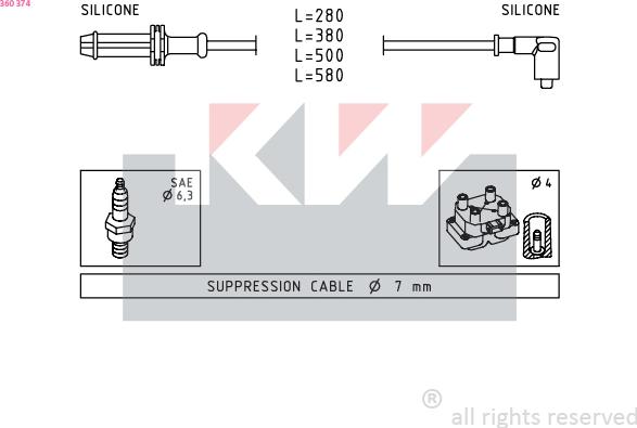 KW 360 374 - Комплект проводов зажигания autosila-amz.com