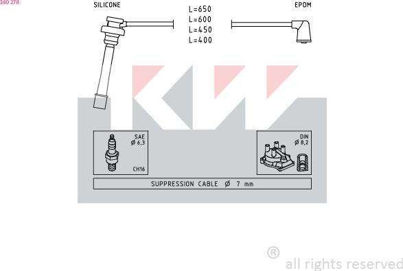 KW 360 278 - Комплект проводов зажигания autosila-amz.com