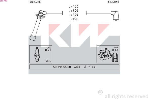 KW 360 745 - Комплект проводов зажигания autosila-amz.com