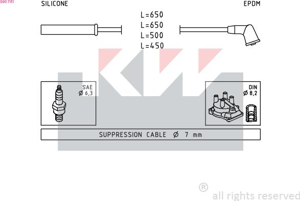 KW 360 741 - Комплект проводов зажигания autosila-amz.com