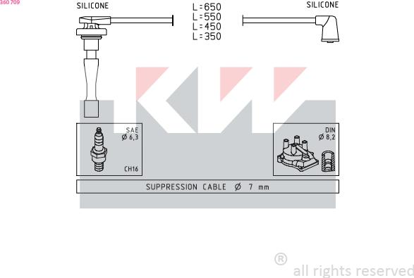 KW 360 709 - Комплект проводов зажигания autosila-amz.com