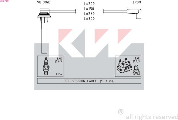 KW 360 719 - Комплект проводов зажигания autosila-amz.com