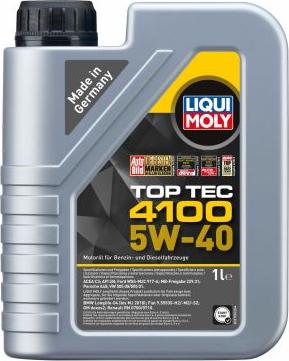 Liqui Moly 9510 - Масло моторное синтетическое 1л - НС-синт. мот.масло Top Tec 4100 5W-40 SN C3 autosila-amz.com