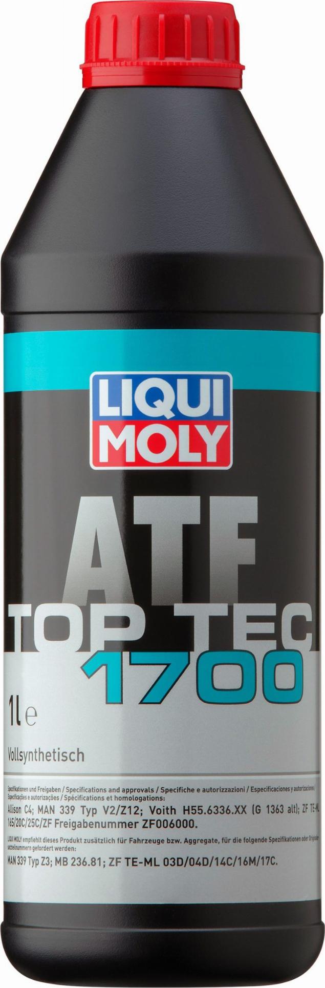 Liqui Moly 3663 - LiquiMoly Top Tec ATF 1700 (1L) жидкость гидравлическая!синт. д/АКПП\ MB 236.81, MAN 339 Typ V2 autosila-amz.com