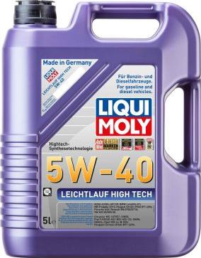 Liqui Moly 3864 - LiquiMoly 5W40 Leichtlauf High Tech (5L) масло мот.!син.\API SN,ACEA A3/B4,МВ 229.5,VW 502.00/505.00 autosila-amz.com