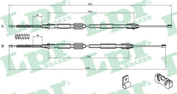 LPR C0259B - Трос ручного тормоза FORD FIESTA 95-02/KA 96-08 1627/1575мм autosila-amz.com