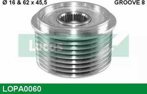 Lucas Engine Drive LOPA0060 - Шкив генератора, муфта autosila-amz.com