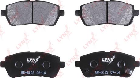 LYNXauto BD-5123 - Колодки тормозные передние MAZDA 2(DE) 1.3-1.6D 07> FORD Fiesta 1.25-1.6D 08> SUZUKI Swift 1.2-1.3 autosila-amz.com