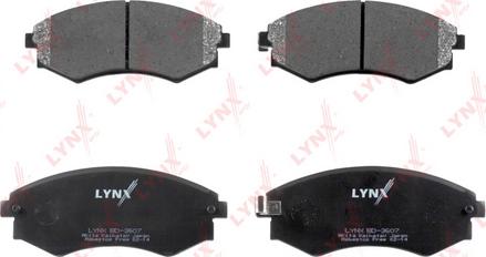 LYNXauto BD-3607 - Колодки тормозные передние HYUNDAI Elantra 00> / Lantra 98> / Sonata >01, KIA Magentis 01-05 autosila-amz.com