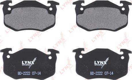 LYNXauto BD-2222 - Колодки тормозные задние PEUGEOT 206 1.4-2.0 98> / 306 1.8-2.0 94-01, RENAULT Clio I-II 1.2-1.9D 96> / Megane 1.4-2.0 97-03 autosila-amz.com