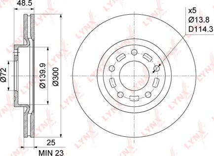 LYNXauto BN-1069 - Диск тормозной передний (300x25) MAZDA 3(BK/BL) 2.0-2.5 03> / 5(CR/CW) 1.8-2.0 05> autosila-amz.com
