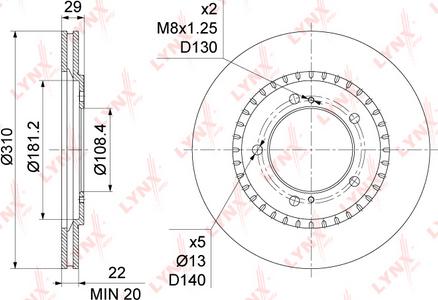 LYNXauto BN-1130 - Тормозной диск autosila-amz.com