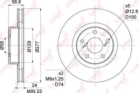 LYNXauto BN-1127 - Тормозной диск autosila-amz.com