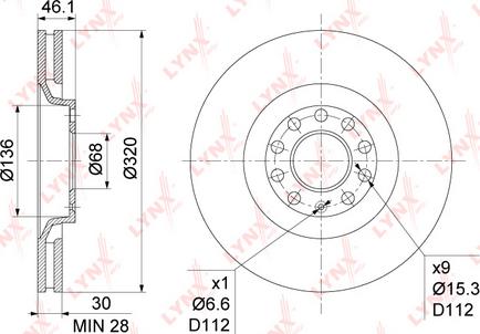 LYNXauto BN-1209 - Тормозной диск autosila-amz.com