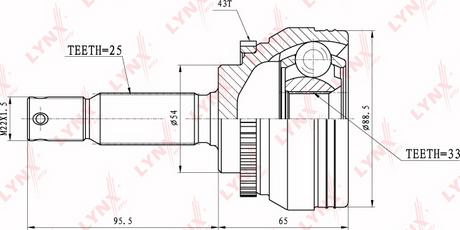 LYNXauto CO-5514A - Шарнирный комплект, ШРУС, приводной вал autosila-amz.com
