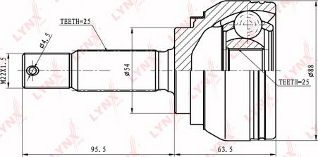 LYNXauto CO-5532 - Шарнирный комплект, ШРУС, приводной вал autosila-amz.com