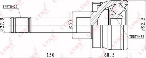 LYNXauto CO-5734 - Шарнирный комплект, ШРУС, приводной вал autosila-amz.com